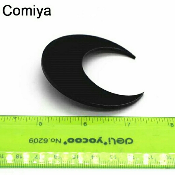 Big Black Moon Earrings - Picture 2 of 2