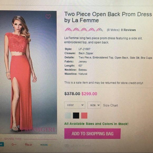 New La Femme Formal Two Piece Dress