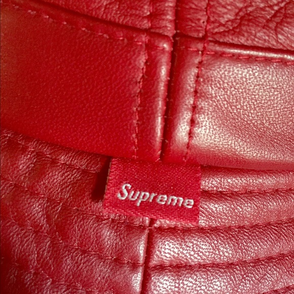 Supreme Crusher Bucket Hat Red Leather