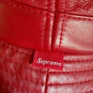Supreme Crusher Bucket Hat Red Leather