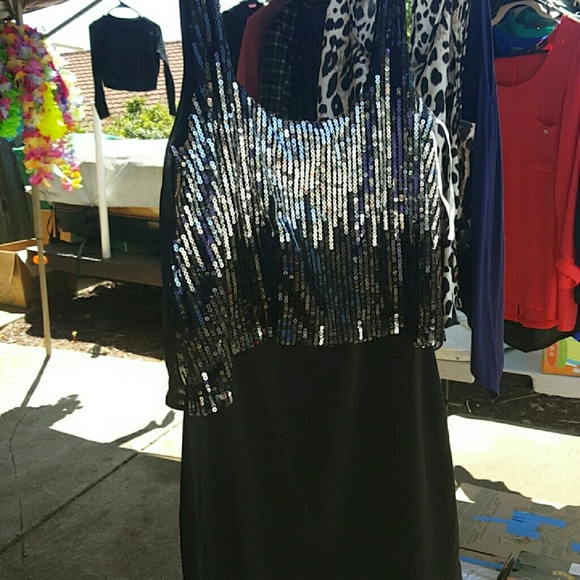 Black & silver sequin cocktail dress
