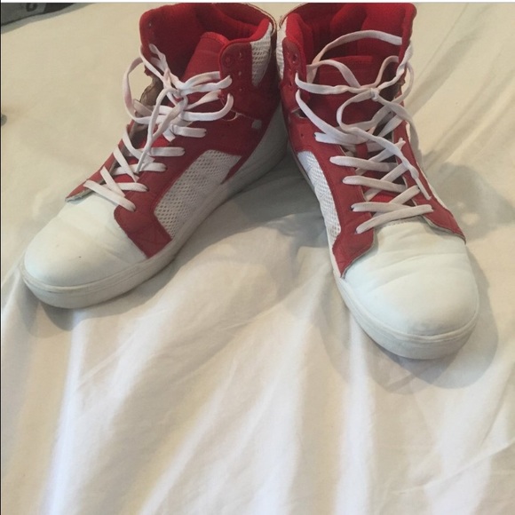 Red and white men's sneakers