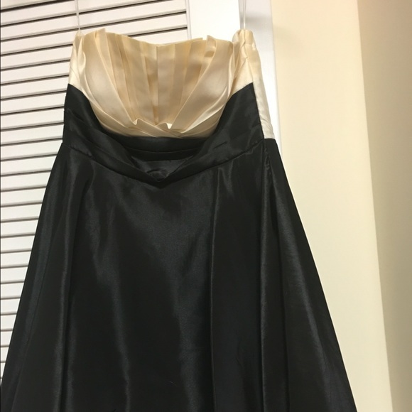 Cream and Black Strapless Party Dress