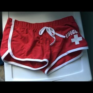 Red lifeguard shorts
