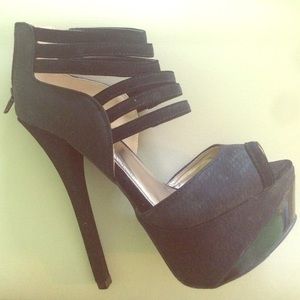 Black Snake Suede Heels