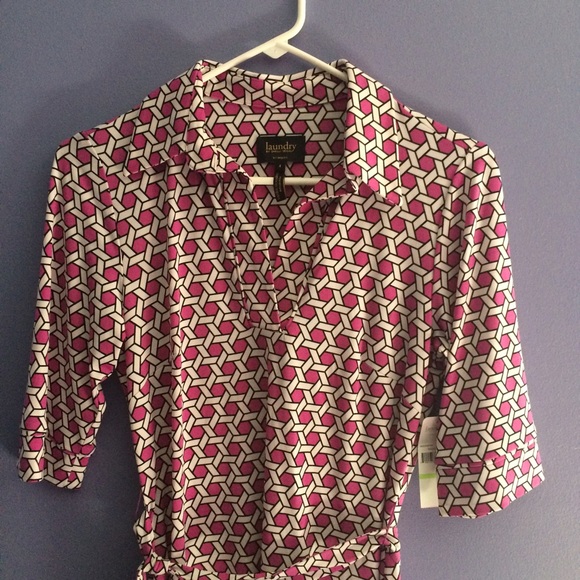 Laundry Fuchsia and White Shirt Dress