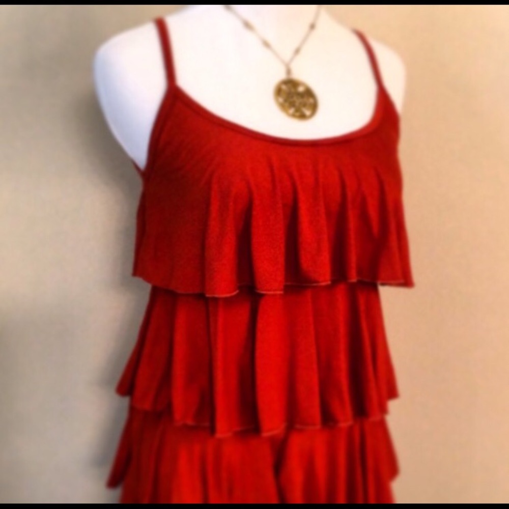 Tiered ruffle tank 3 dot top