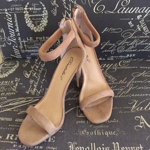 Taupe suede heels