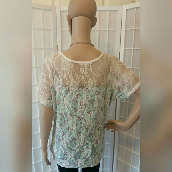 lace and floral top shirt size 0 - Picture 3 of 6