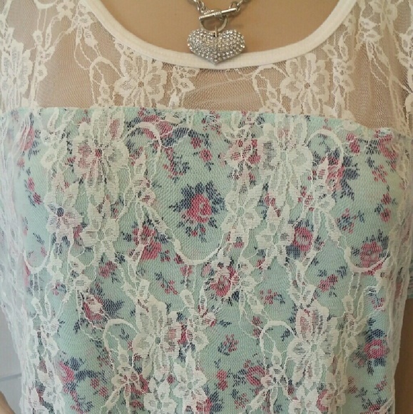 lace and floral top shirt size 0 - Picture 4 of 6