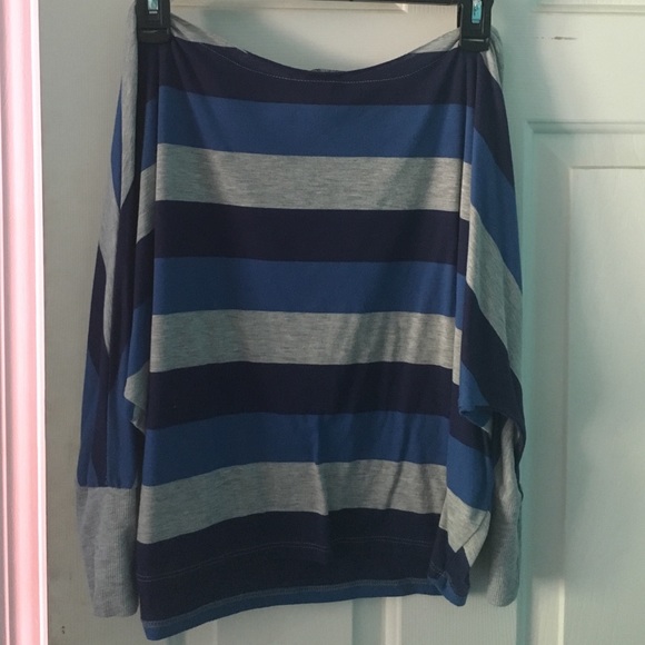 Blue and grey striped shirt