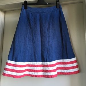 Red, White, and Blue Linen Skirt from Boden