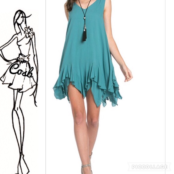 1/2 Price! 1 Left! Greenish Teal Mini Dress - Picture 2 of 2