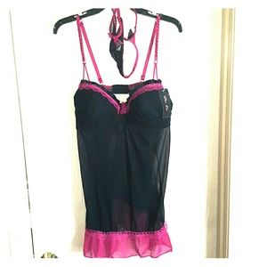 NWT black and pink nighty