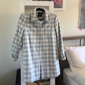 ASOS BLUE/WHITE GINGHAM COAT