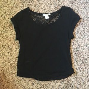 Black crop top with lace back