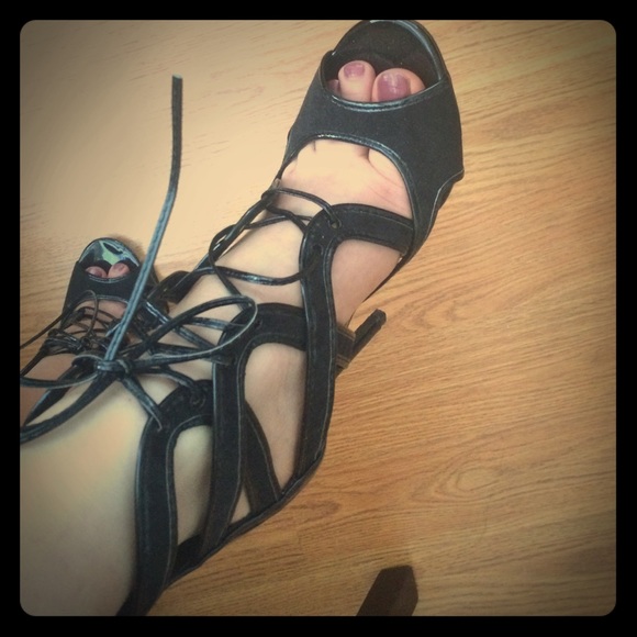 Black strappy heels