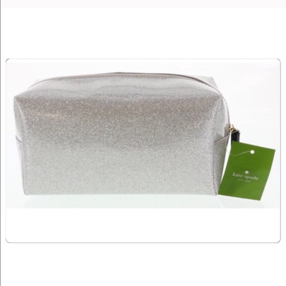 NWT Kate Spade Mavis Street gray glitter Pouch - Picture 2 of 4