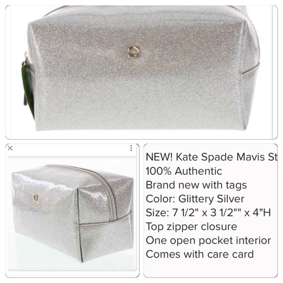 NWT Kate Spade Mavis Street gray glitter Pouch - Picture 3 of 4