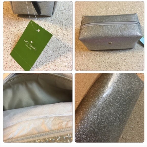 NWT Kate Spade Mavis Street gray glitter Pouch - Picture 4 of 4
