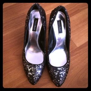 Black sequin heels