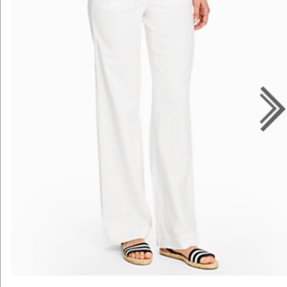 Talbots linen white wide legged pants