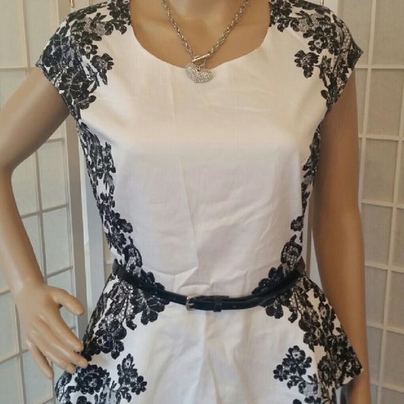 Black white peplum top shirt blouse - Picture 4 of 5