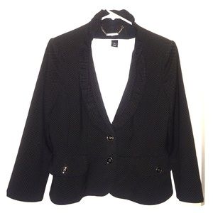 Black polka dot blazer with 3/4 length sleeves