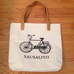 White Canvas Bicycle Saulsalito Tote Bag
