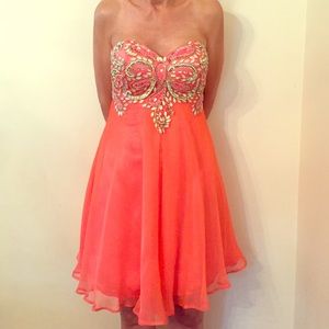 Tiffany Designs Coral formal dress