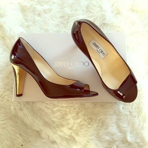 NEW Jimmy Choo Patent Leather PeepToe Heels 37 NEW Jimmy Choo Patent Leather PeepToe Heels 37