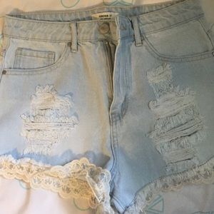 Forever 21 High Waisted Lace Trimmed Shorts