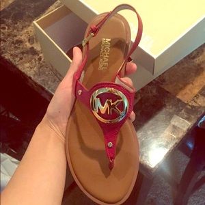 Red & gold leather Michael kors sandals