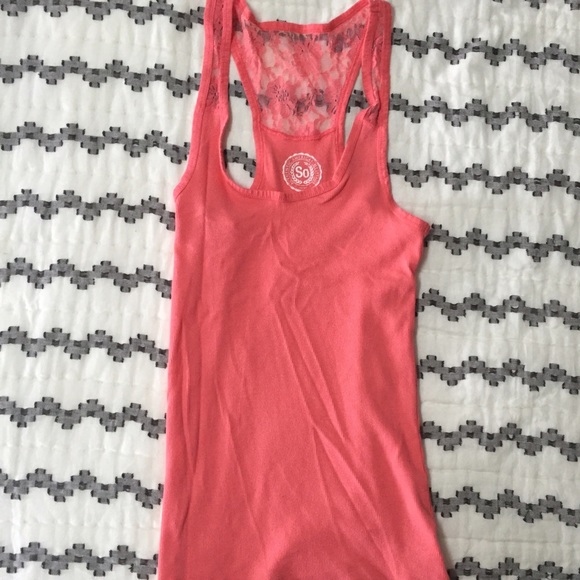 Coral lace racerback