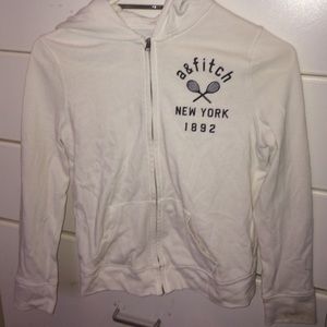 White Abercrombie kids zip up hoodie