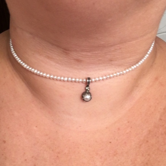 Robin Rotinier necklace: sterling/pearl/sapphire