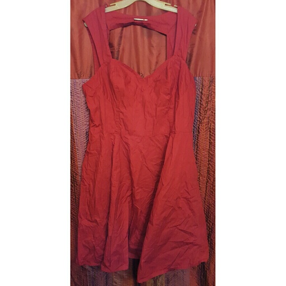 eShakti Red Sweetheart Dress with Keyhole Back