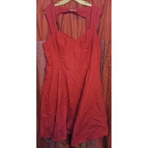 eShakti Red Sweetheart Dress with Keyhole Back