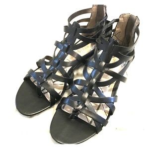 Black caged sandals