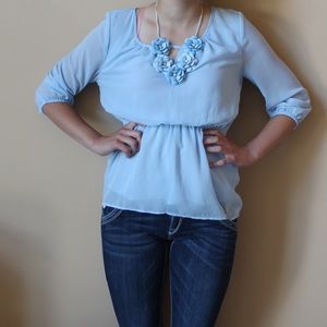 Periwinkle Cinched Waist Flowy Top