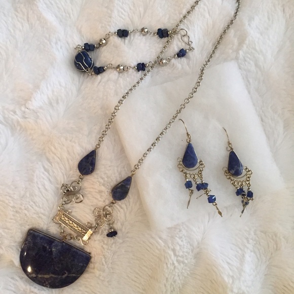 BLUE QUARTZ handmade necklace, bracelet, earrings