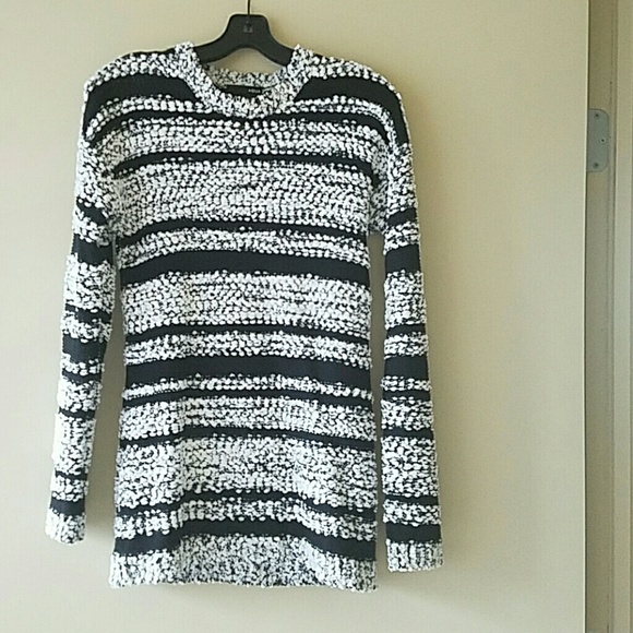 Aqua black and white sweater