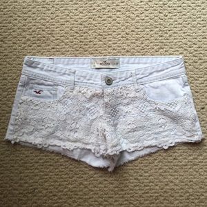 Hollister light wash lace shorts