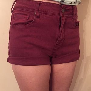 Bullhead Denim Co. Maroon Mid-rise shorts