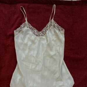 Victoria's Secret silky ivory satin chemise w lace