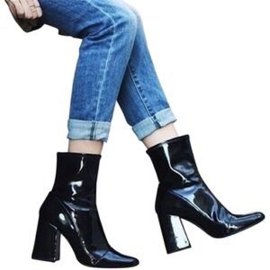 Zara patent leather sock boots