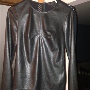 BCBG Faux Leather Top