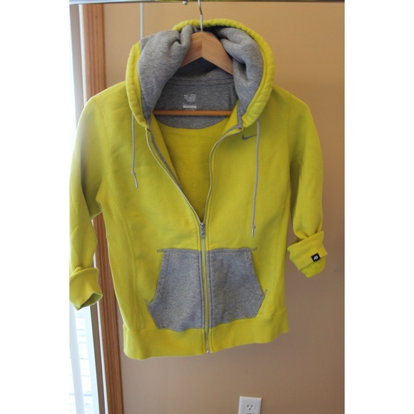 Neon Yellow & Gray Nike Zip Up Hoodie