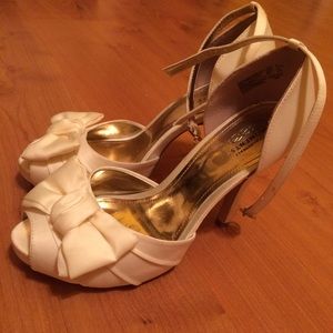 White Heels with bow ties