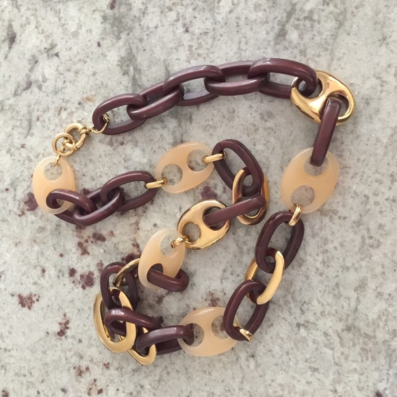 J.Crew Brown and Gold Link Necklace